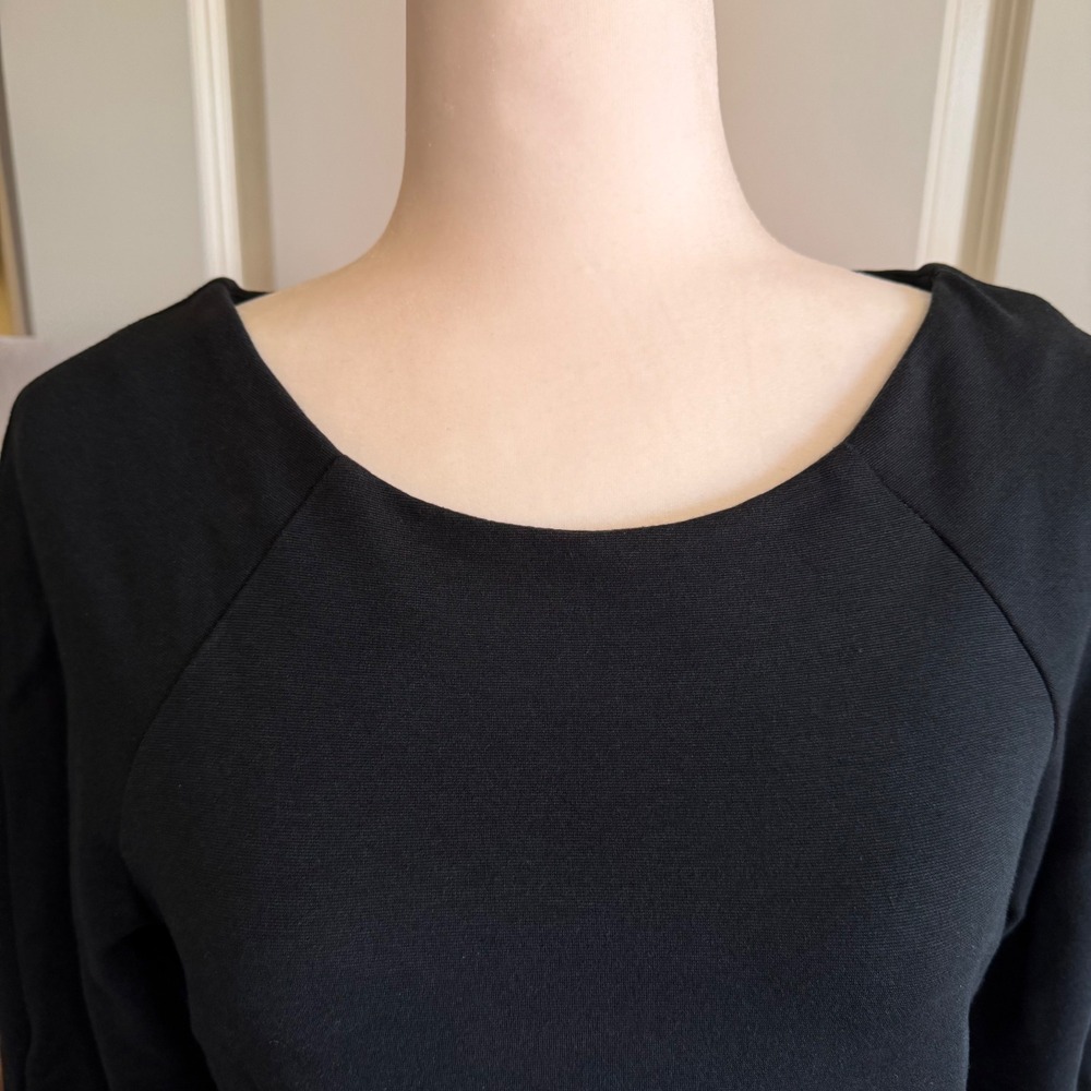 Pierre Women's M Black Ponte Knit Top Zipper Detail 3/4 Sleeve Casual Chic - Picture 5 of 14
